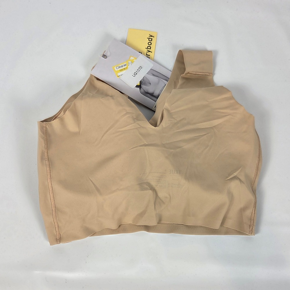True & Co. Seamless V-Neck Bralette Nude Wirefree Comfort Bra Medium NWT - Picture 2 of 5